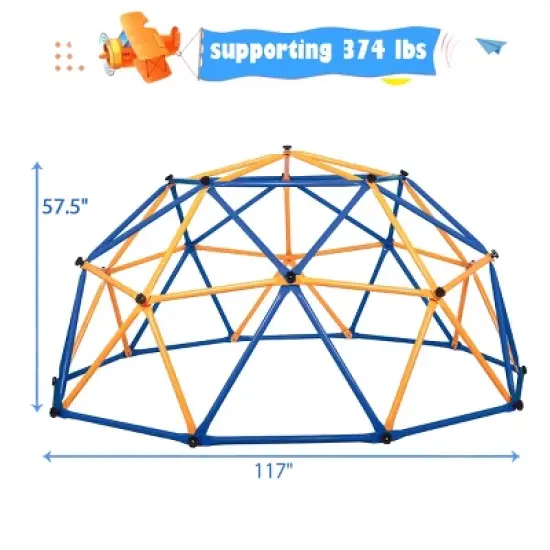 INFURNIC Baby Activity Gyms Geometric Jungle Gym, Bright Blue and Yellow, Dome Climber, Multicolored, 39.37"*14.76"*5.91" image {3}