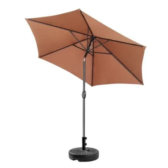 Ainfox 9ft Patio Umbrella Coffee With Umbrella Base image {3}