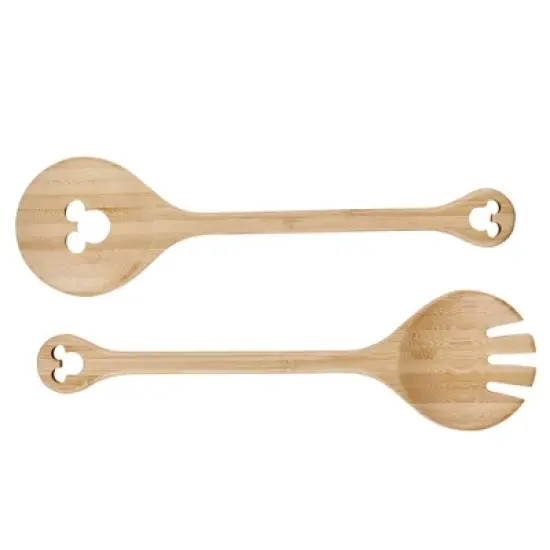 Disney Home Monochrome Set of 2 Bamboo Salad Server Set: Multicolored Kitchen Serving Bowls, Hand Wash, 8" Height image {7}
