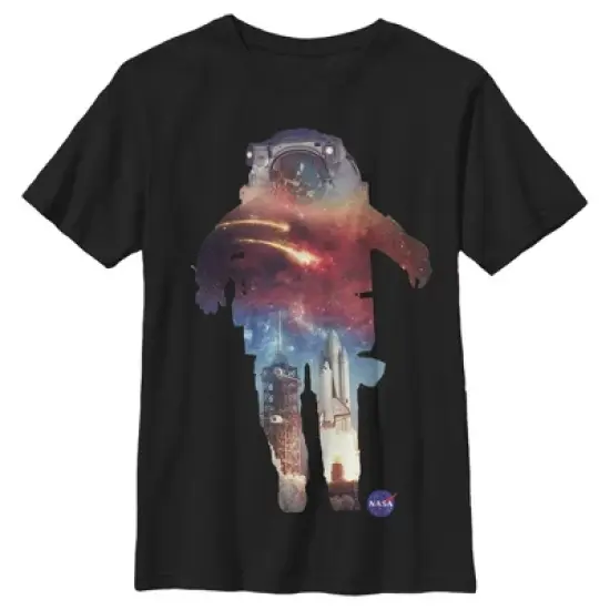 Boy's NASA Astronaut Space Nebula Launch Silhouette T-Shirt image {3}