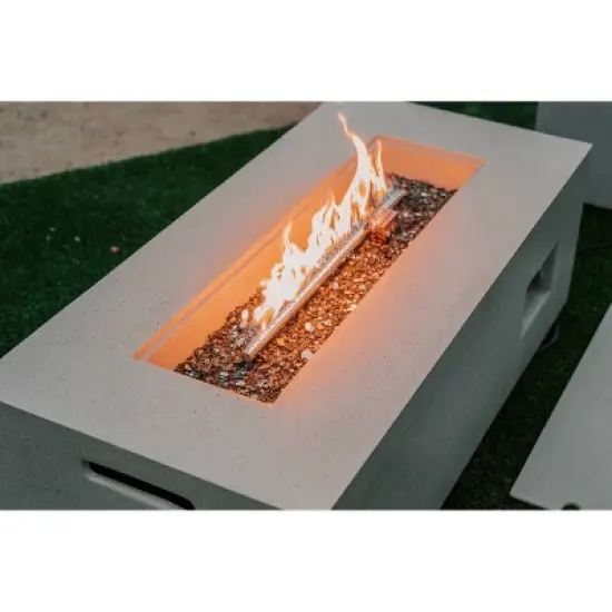 Kante 42" Rectangular Concrete & Metal Outdoor Propane Gas Modern Smokeless Fire Pit Table - Light Gray -  Rosemead Home & Garden, Inc. image {4}