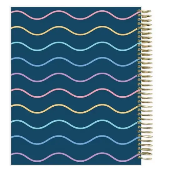 Blue Sky 7"x9" Livewell 2025-2026 Weekly/Monthly Spiral Coil Planner Laminated Lynnie Navy Waves image {12}
