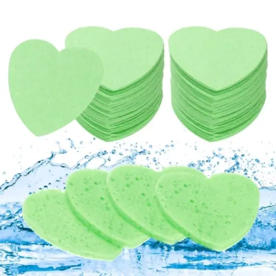 Unique Bargains Portable High-Temperature Resistant Non-Irritating Face Cleansing Sponges Heart-Shaped 120 Pcs image {10}