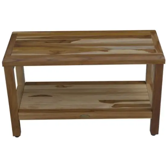 EcoDecors&reg; Eleganto&reg; 30" Teak Wood Shower Bench with Shelf in EarthyTeak Finish image {7}