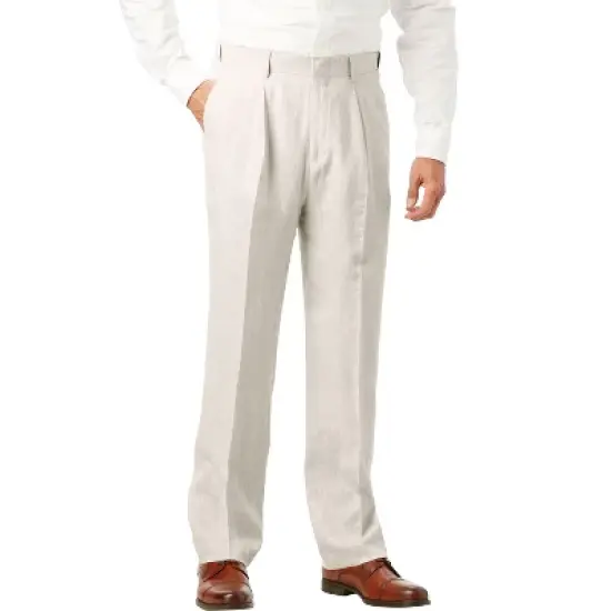 KS Island by KingSize Men's Big & Tall &trade; Linen Blend Plain Front Dress Pants image {6}