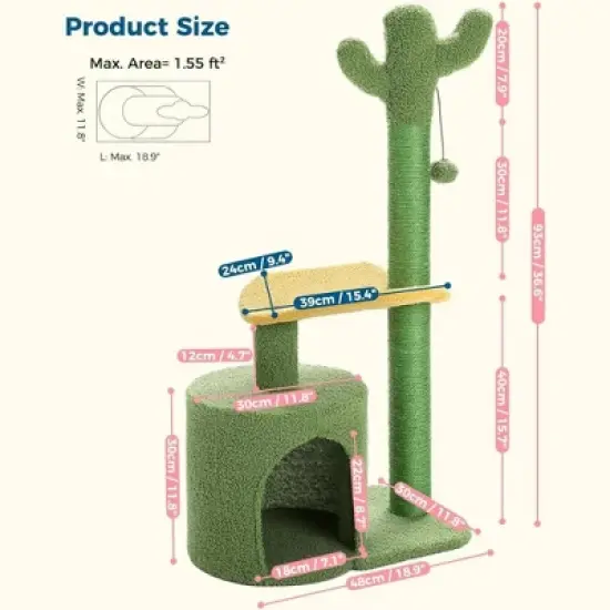 Multi-Level Indoor Cat Tree with Perch & Ball & Scratching Posts image {11}