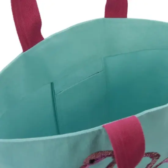 Mina Victory Flamingo Turquoise Beach Tote Bag image {3}
