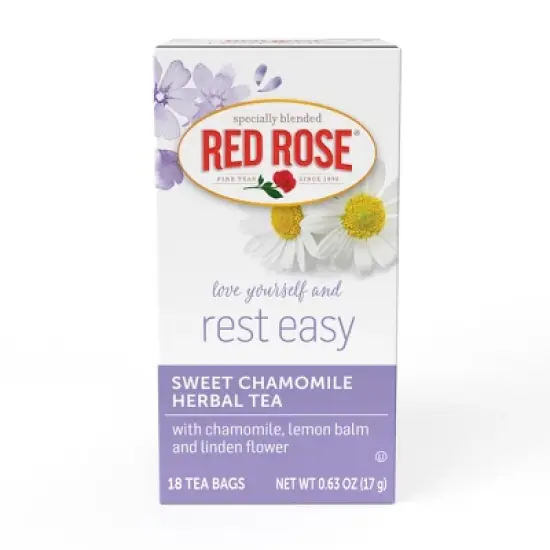 Red Rose Blossoms Sweet Chamomile Herbal Tea with 18 Individually Wrapped Tea Bags Per Box (Pack of 6) image {2}
