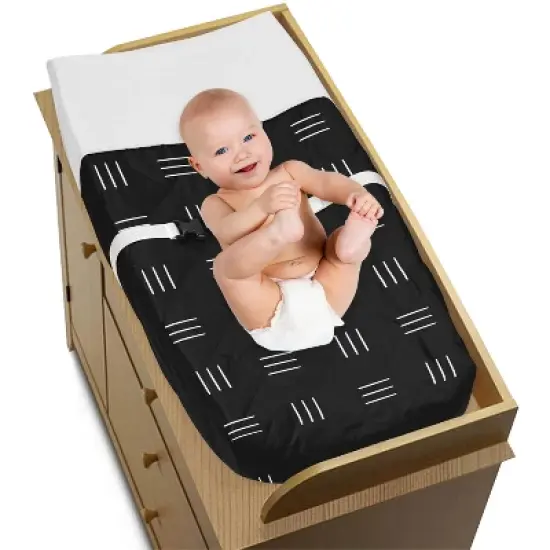 Sweet Jojo Designs Boy or Girl Gender Neutral Unisex Changing Pad Cover Boho Hatch Black and White image {1}