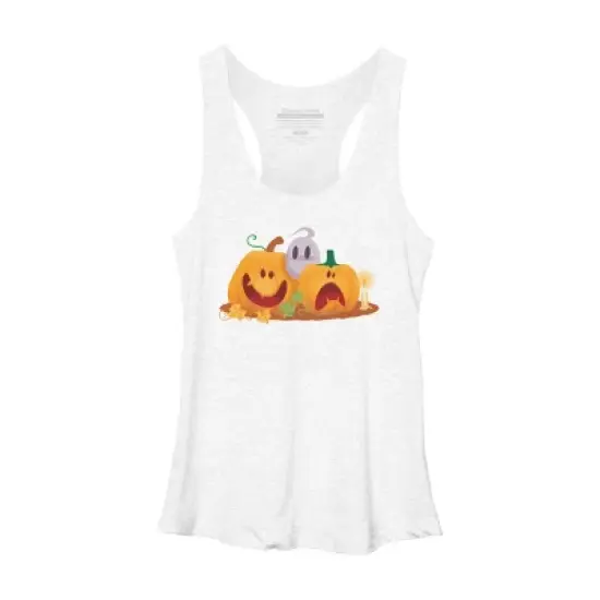 Women's Design By Humans Halloween Cartoon Pumpkins And Ghost By VectorVillain Racerback Tank Top image {8}
