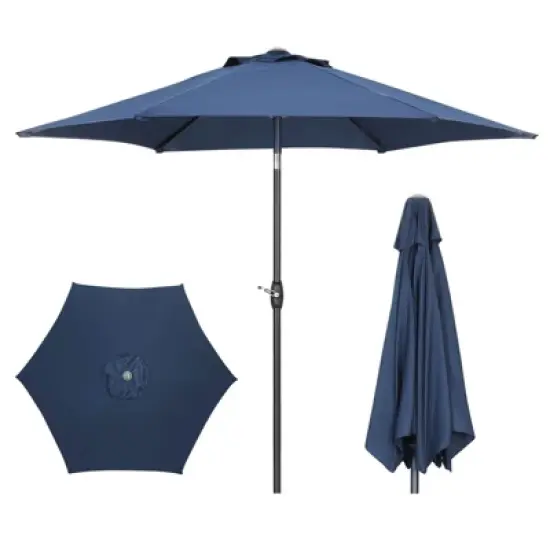 Ainfox 9ft Patio Umbrella Navy Blue With Umbrella Base image {4}