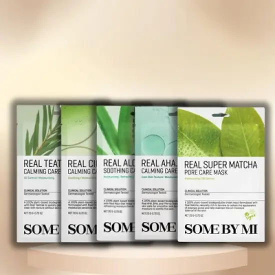 SOME BY MI 5-Day Soothing Solution Set (5 piece sheet mask variety pack for stressed, irritated, & troubled skin complexions) image {2}