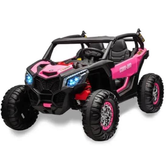 Acekool 24V 2-Seater Kids Ride-On UTV Car with 4WD 300W Motors, Remote Control, Shock Absorbers, Leather Seats, Music & Lights image {8}