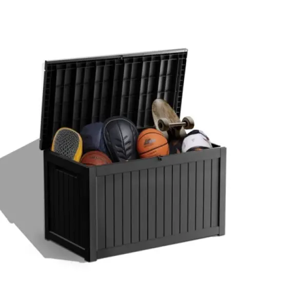 Sersper Outdoor Storage Box, 230 Gallon Deck Box Lockable Large Outdoor Container for Garden Tools, Waterproof and UV Resistant, Black image {3}