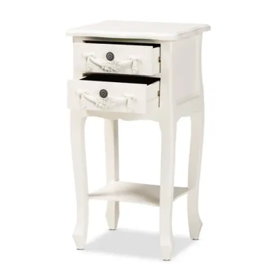 Eliya Wood 2 Drawer Nightstand White - Baxton Studio image {2}