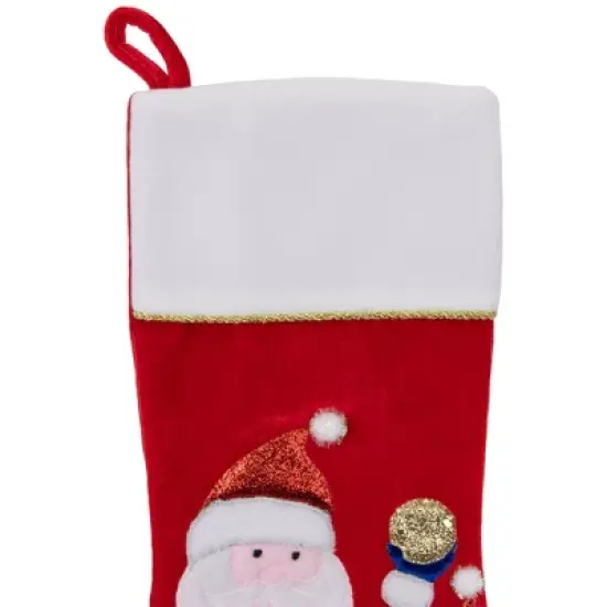 Northlight 20.5" Red and White Glittered Santa Claus and Reindeer Christmas Stocking image {2}