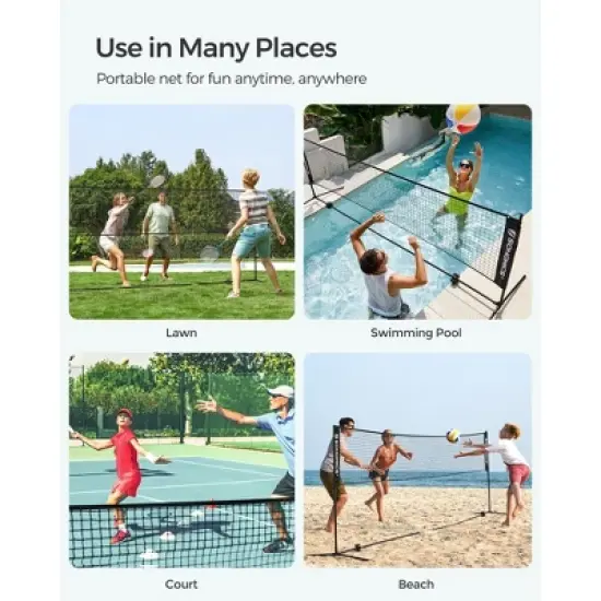 Adjustable Badminton Net for Volleyball & Pickleball, 13ft Wide Foldable Nylon Net with Poles, Indoor Outdoor Use for Kids & Adults image {3}