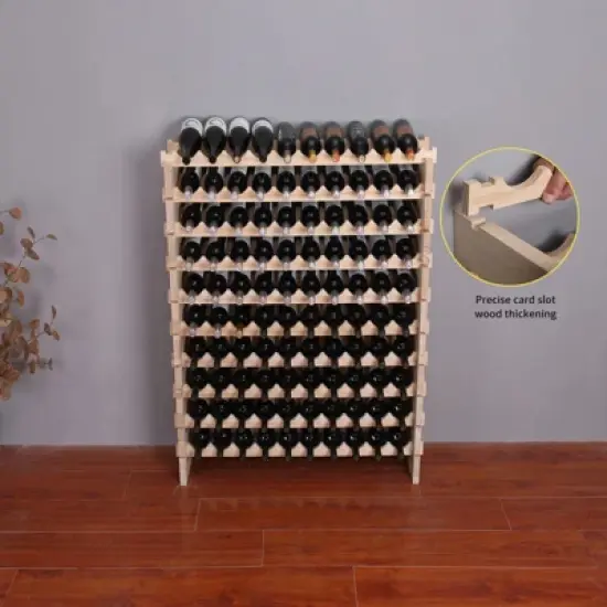 Itopfox Freestanding Wooden Wine Rack Cabinet, Stackable Storage Modular Countertop Holder for 100 Bottles image {3}