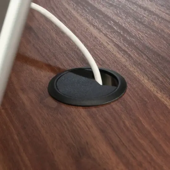 Sauder Clifford Place Desk with Shelves Grand Walnut: Executive Workstation, MDF Construction, Mid-Century Modern Style image {4}