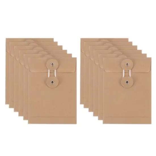 Unique Bargains Kraft Paper Blank Card Envelopes with String Tie Closure 12 Pcs image {4}