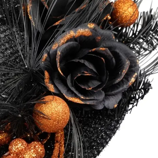 Northlight Tinsel Witch's Hat with Glittered Roses Halloween Decoration - 16" image {6}