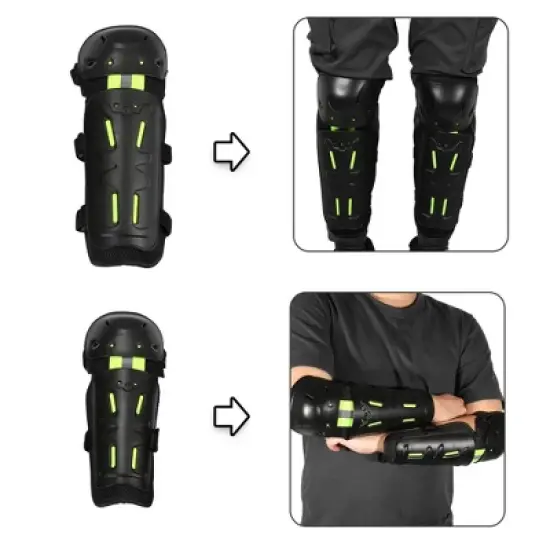 Unique Bargains with Adjustable Strap Motorcycle Knee Elbow Pads Green 4 Pcs image {5}