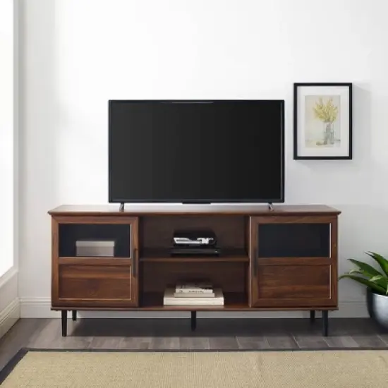 Modern Wood and Glass Door Console TV Stand for TVs up to 65" - Saracina Home image {2}