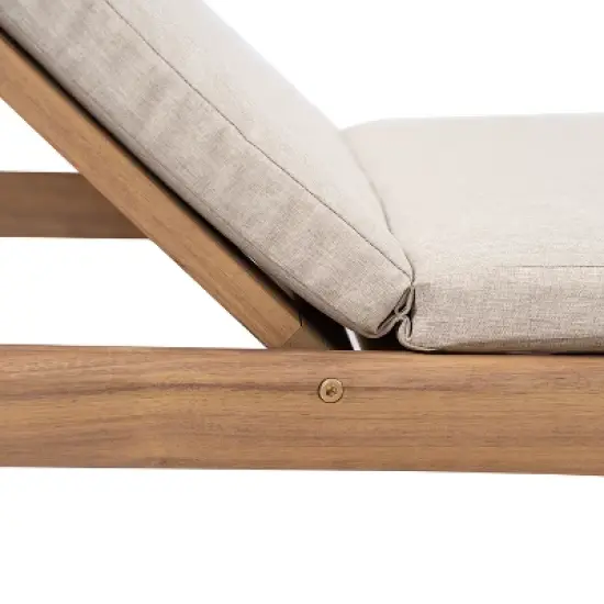 Christopher Knight Home Mallorca Acacia Wood Chaise Lounge With Water-Repellent Cushions image {8}