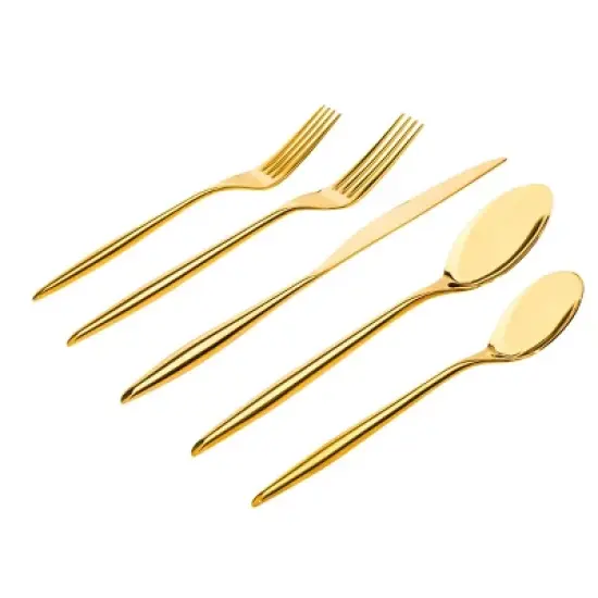 Godinger Silver 20pc Milano Mirrored Stainless Steel Flatware Set Gold: Service for 4, Dishwasher-Safe, 18/10 Stainless Steel image {1}