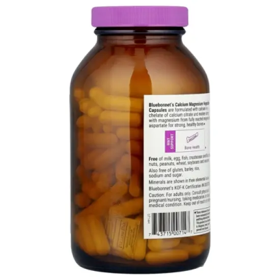 Bluebonnet Nutrition Calcium Magnesium, 180 Vegetable Capsules image {2}