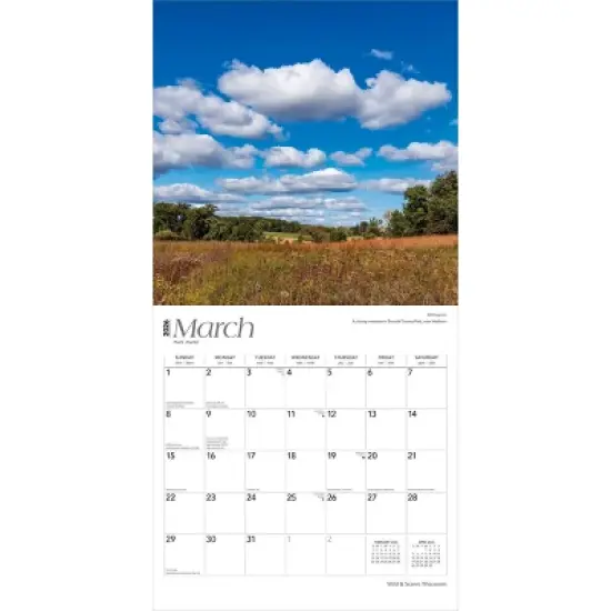 BrownTrout Wisconsin Wild and Scenic 2026 12"x24" Hanging Square Wall Calendar Plastic-Free image {2}