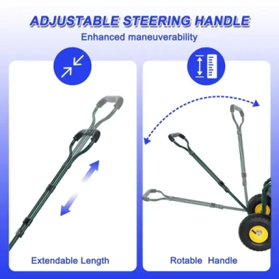 Garden Cart Rolling Scooter, Adjustable Height Heavy Duty Scooter, Rolling Garden Cart with 4 Wheels and Extendable Handle, 360-Degree Seat and Tool image {6}