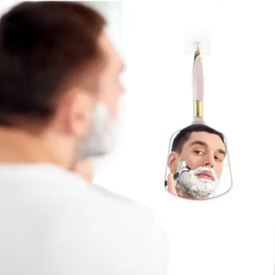 Unique Bargains Women's Hand Mirror with Handle Square 4.3" W x 9.5" L 1 Pc image {4}