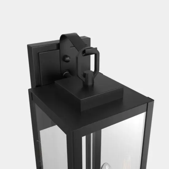 DORESshop 18 in. Black Outdoor Wall Lantern-Tall Transitional Exterior Light with Clear Glass (2-Pack) image {8}