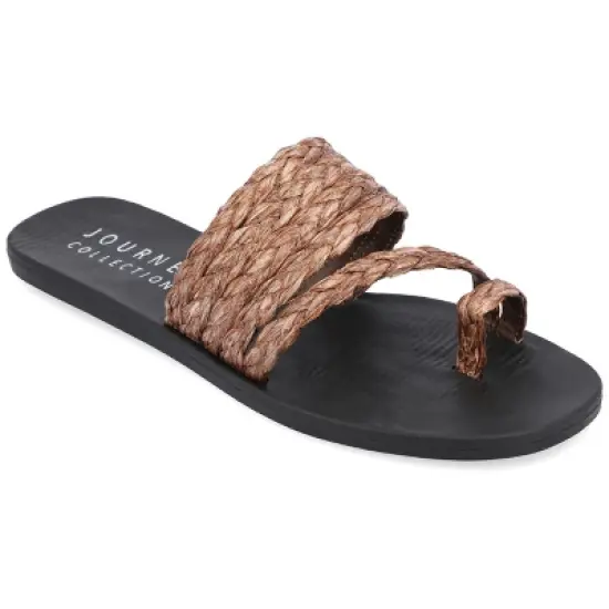 Journee Collection Womens Zindy Raffia Slip On Slide Sandal image {10}
