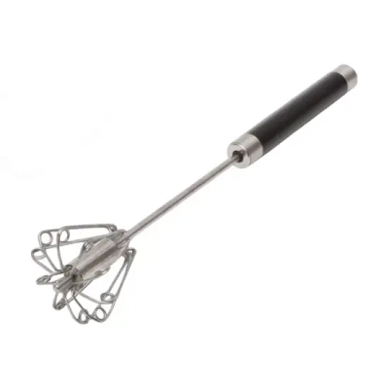 Unique Bargains 12" Semi-Automatic Loop Whisk Dishwasher Safe Stainless Steel Black Silver Tone image {4}