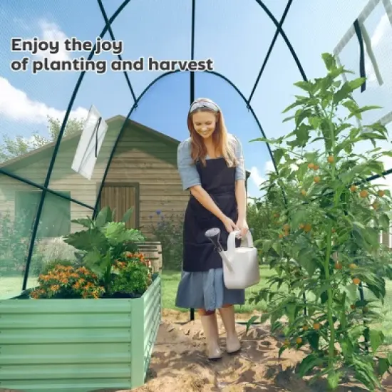 Outsunny 6' x 6' x 6.6' Hoop House Greenhouse with Sandbags and Hemmed PE Cover, Portable Walk-In Tunnel Green House with 2 Doors image {4}