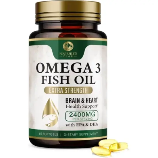 Fish Oil 2400 mg - Triple Strength Fish Oil Supplement for Healthy Heart Support - 60 Softgels;120 Softgels image {10}