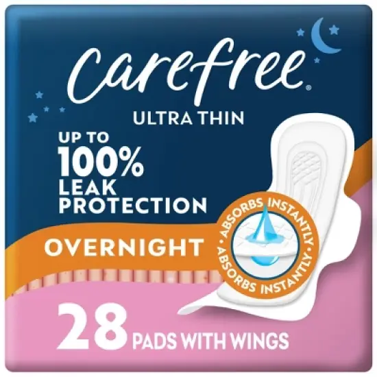 Carefree Ultra Thin Overnight Pads with Wings - 28ct image {8}