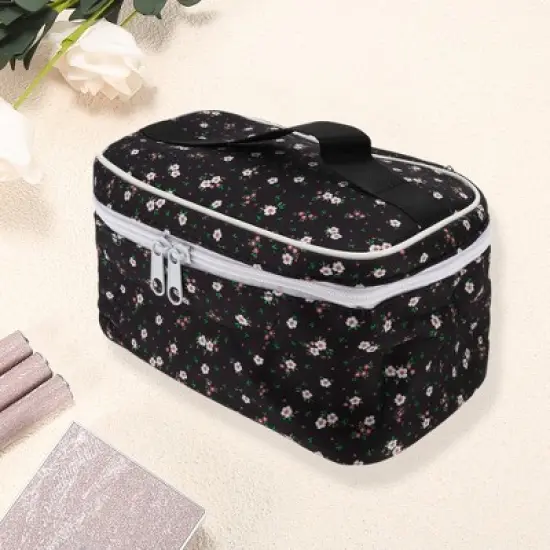 Unique Bargains Women's Floral Square Travel Cosmetic Bag 1 Pc image {2}
