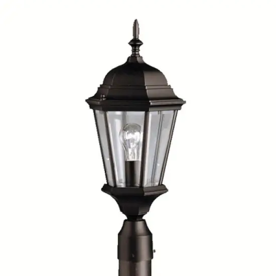 Madison 21.5" 1 Light Post Light with Clear Beveled Glass in Black image {1}