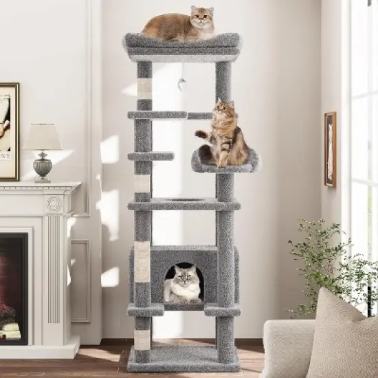 Tall Cat Tree Tower for Large Indoor Cats, Multi-Level Condo with Plush Perch & Sisal Posts image {11}