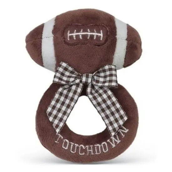 Bearington Baby Touchdown Plush Stuffed Animal Football Soft Ring Rattle, 5.5", For Ages 0-14 image {5}