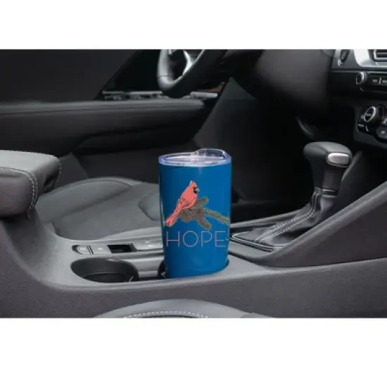 Elanze Designs Hope Red Cardinal Bird Pinecone Winter Wrap-Around Design 20 Ounce Stainless Steel On-The-Go Coffee Mug, Thermal Travel Tumbler with image {2}