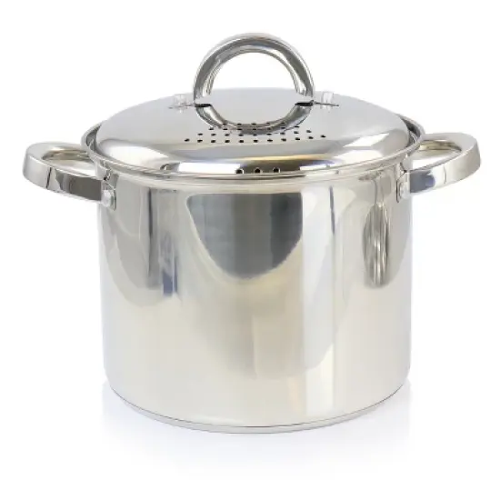 Oster Sangerfield 5 Quart Stainless Steel Pasta Pot with Strainer Lid and Steamer Basket image {4}