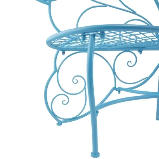 38" x 62" Metal Butterfly Outdoor Bench Blue - Alpine Corporation image {3}
