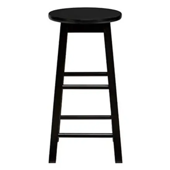 PJ Wood Classic Round Seat 29" Tall Kitchen Counter Stools for Homes, Dining Spaces, and Bars with Backless Seats & 4 Square Legs, Black (Set of 8) image {3}