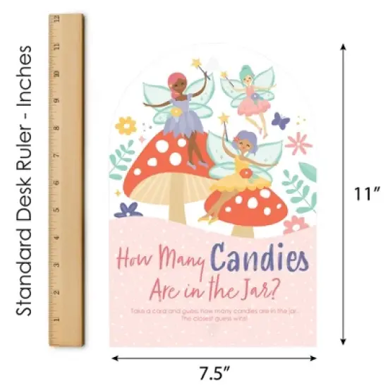 Big Dot of Happiness Let&rsquo;s Be Fairies - How Many Candies Fairy Garden Birthday Party Game - 1 Stand and 40 Cards - Candy Guessing Game image {5}