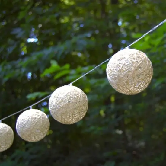 LumaBase Solar-Powered String Lights with 20 Warm White Cotton Globes image {1}
