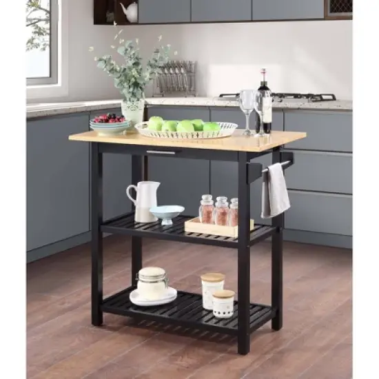 Designs2Go 3 Tier Butcher Block Kitchen Prep Island with Drawer - Breighton Home image {1}
